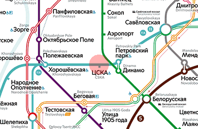 карта станции метро ЦСКА