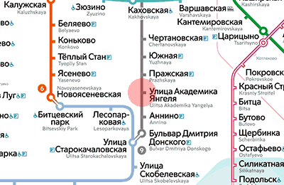 карта станции метро Улица академика Янгеля